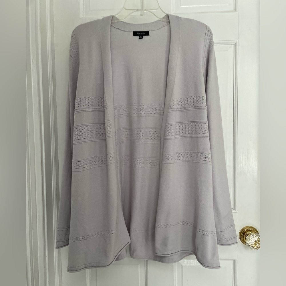 Dove gray open front cardigan by Verve Ami size 1X